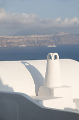 Image showing cyclades white stucco architecture cruise ship view santorini