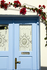 Image showing typical doorway in the greek islands santorini