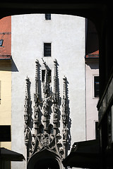 Image showing Plastics over the church gate