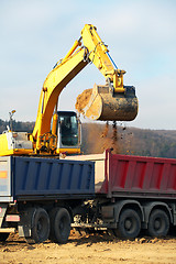 Image showing Yellow excavator