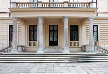 Image showing Entrance of historical building with steps and columns