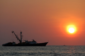 Image showing Sunset over sea in Puerto Escondido