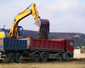 Image showing Yellow excavator