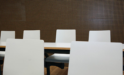 Image showing Boardroom with white seats