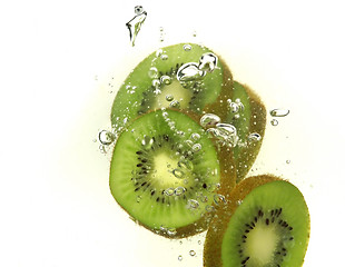 Image showing splash kiwi sliece