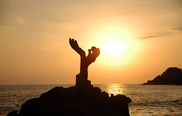 Image showing Beach during the sunset, Puerto Escondido, Mexico