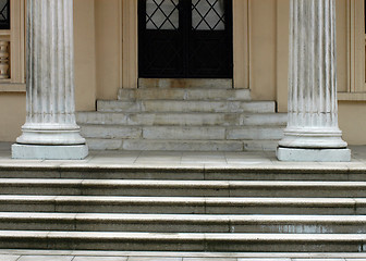 Image showing Entrance of historical building with steps and columns