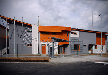 Image showing Modern building with wooden facade