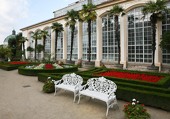 Image showing Flower garden of Castle in Kromeriz, Czech Republic