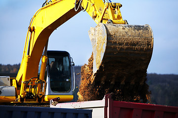 Image showing Yellow excavator