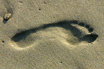 Image showing Footprint in sand in Puerto Escondido, Mexico