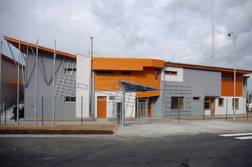 Image showing Modern building with wooden facade