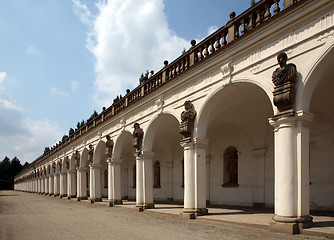 Image showing Colonnade in flower garden Kromeriz, Czech Republic