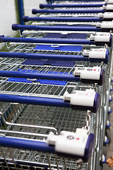 Image showing Detail of row of the shopping baskets