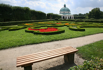 Image showing Flower garden of Castle in Kromeriz, Czech Republic