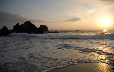 Image showing Beach during the sunset, Puerto Escondido, Mexico