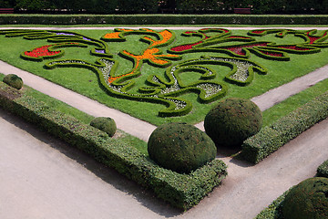 Image showing Flower garden of Castle in Kromeriz, Czech Republic