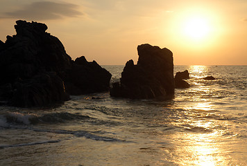 Image showing Beach during the sunset, Puerto Escondido, Mexico