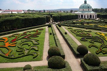 Image showing Flower garden of Castle in Kromeriz, Czech Republic