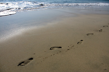 Image showing Footprints on the beach of Puerto Escondido