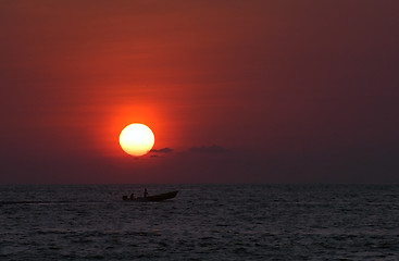 Image showing Sunset over sea in Puerto Escondido