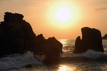 Image showing Beach during the sunset, Puerto Escondido, Mexico