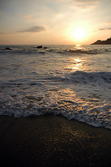 Image showing Beach during the sunset, Puerto Escondido, Mexico