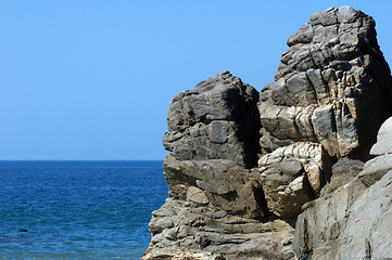 Image showing Rocks on beach in Puerto Escondido, Mexico