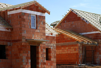 Image showing Big brick house under the construction