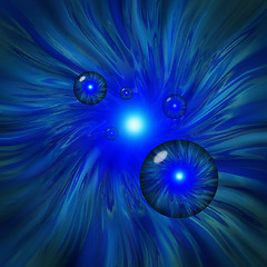 Image showing Blue vortex with orbs flying through wormhole