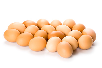 Image showing twenty brown eggs