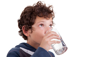 Image showing cute boy drinking  water