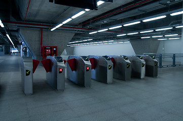 Image showing Ticket barrier at railway station