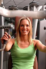 Image showing pretty woman in fitness center