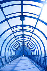 Image showing blue glass corridor