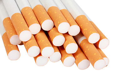 Image showing Heap of cigarettes with filter