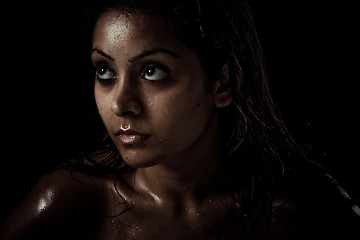 Image showing Portrait of beautiful young woman with wet face