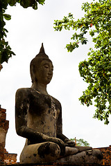 Image showing Buddha Image in Wat  Mahathat Ayutthaya of Thailand 