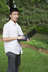 Image showing Young man use a notebook 