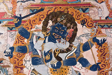 Image showing Wall painting samurai chinese.