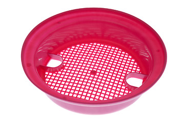 Image showing Pink plastic sand sieve