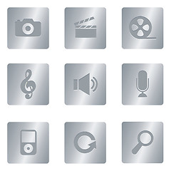 Image showing Multimedia Icons | Silver Square 03