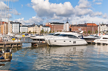 Image showing Helsinki. Boats and yachts at a mooring