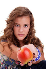 Image showing Beautiful girl with a red apple