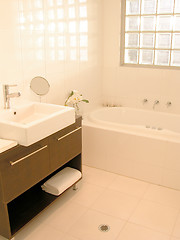 Image showing Interior view of a new bathroom