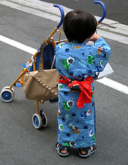 Image showing Boy And Pram