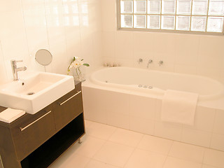 Image showing Interior view of a new bathroom