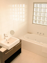 Image showing Interior view of a new bathroom