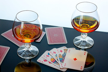 Image showing brandy and cards