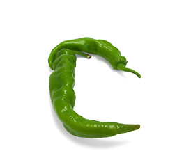 Image showing Letter C composed of green peppers